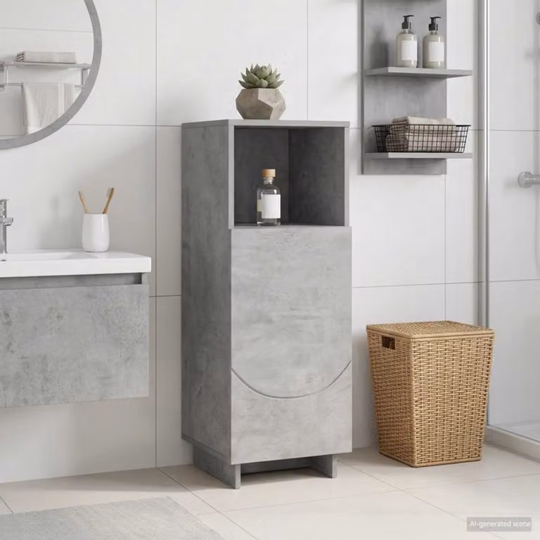 Mobile bagno moderno vidaXL in MDF Grigio Cemento con ante a battente e ripiani interni L/P/H: 36,5 x 38 x 95 cm