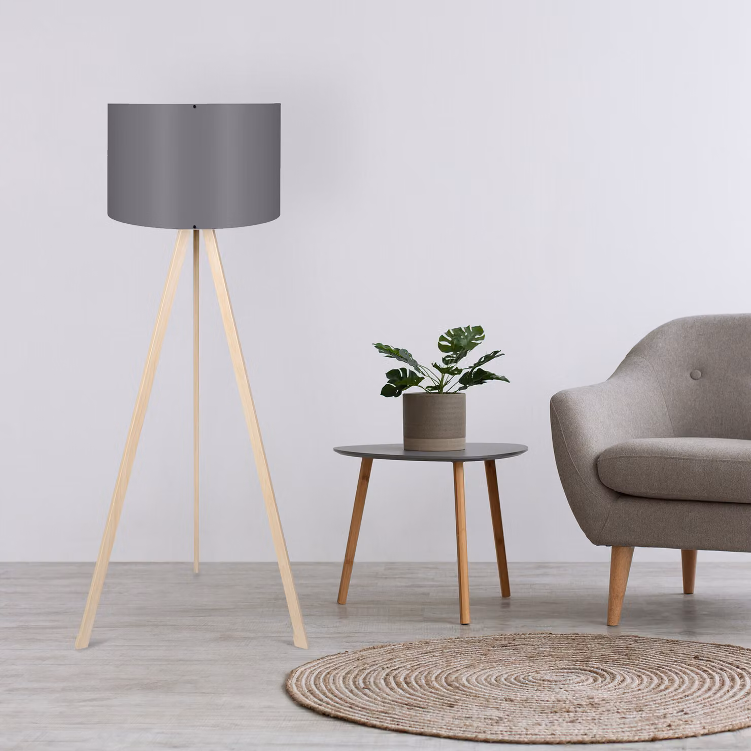 Opviq, AYD-1808, lampada da terra, grigio, MDF, 38 x 38 x 140 cm