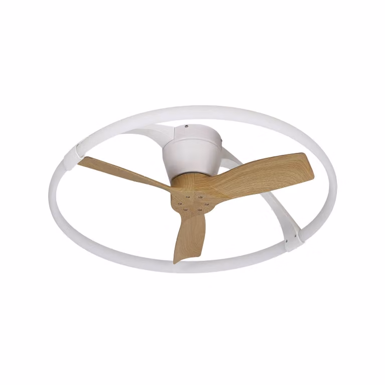 Mantra Iluminación Ventilatore da soffitto LED Nepal Mini, app, bianco/faggio dimmerabile, Bianco / Opale, Soggiorno / Sala da pranzo, Metallo, Moderno