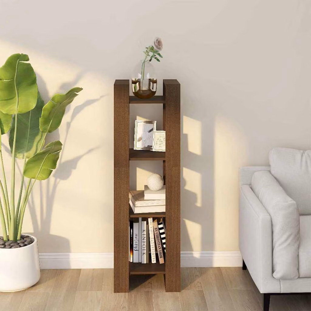 Libreria divisorio vidaXL in legno di pino massello color marrone stile rustico L 41 cm x P 35 cm x H 125 cm