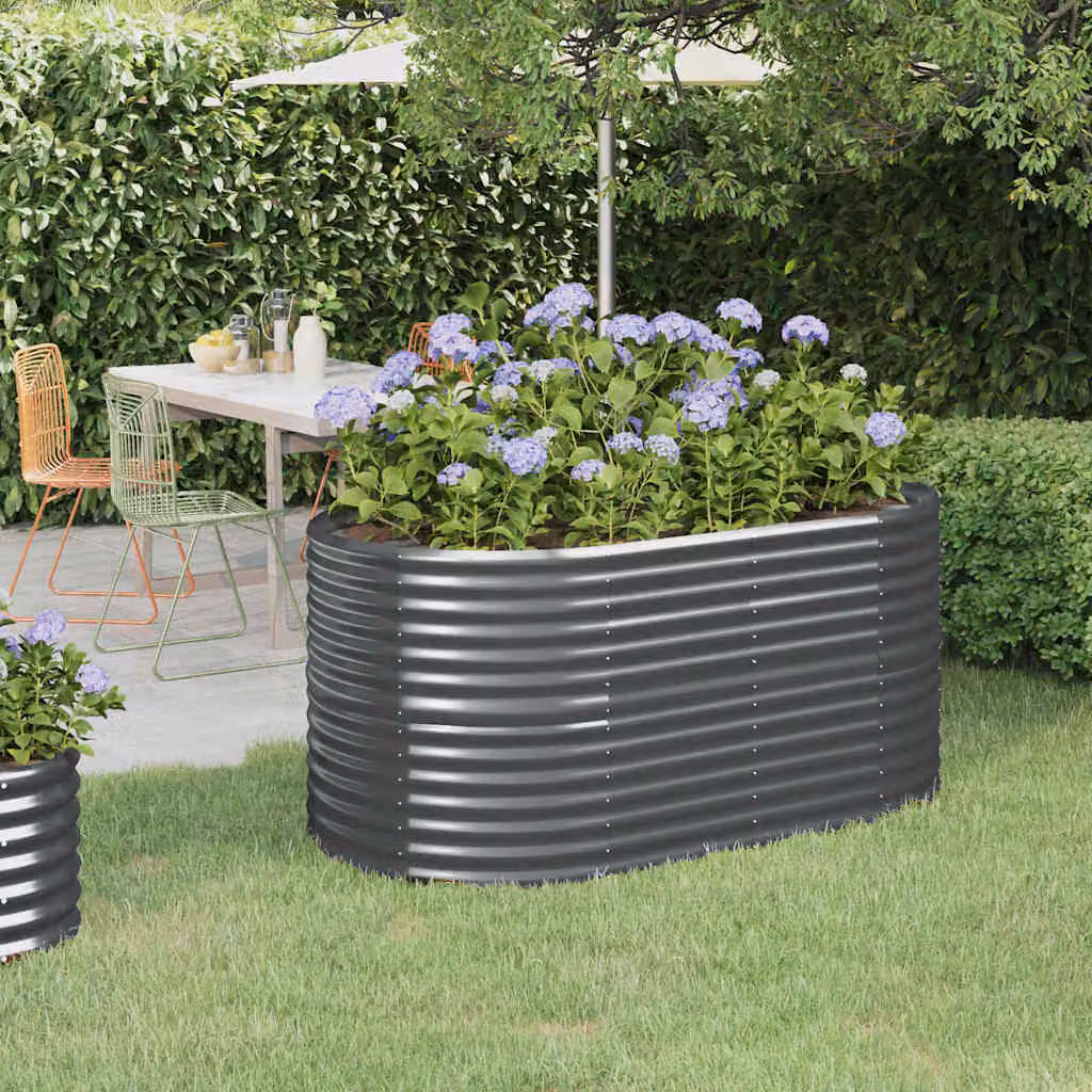 Letto da giardino rialzato vidaXL in acciaio zincato colore antracite L: 152 cm, P: 80 cm, H: 68 cm