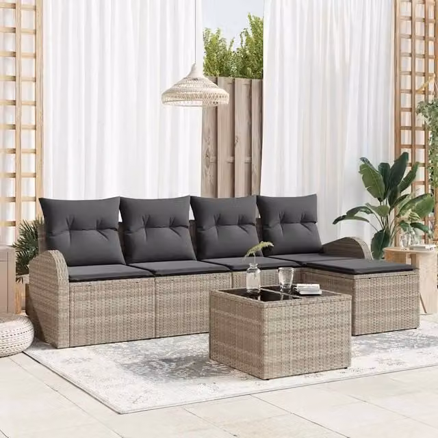 Set di divani 6 pz Grigio chiaro polyrattan 3354681