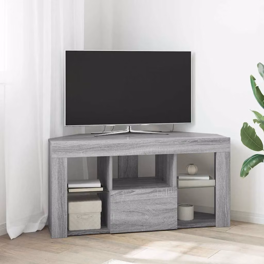 Mobile TV LED Angolare vidaXL Grigio con Illuminazione Integrata L/P/H: 100 x 40 x 50 cm