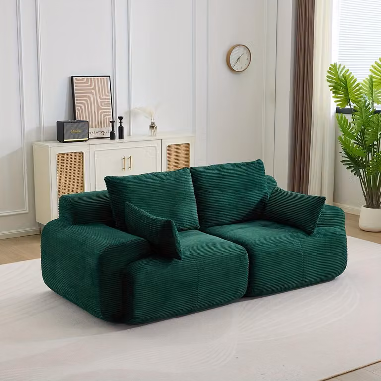 Divano - Divano a due posti - Divanetto a due posti - Divano letto - Divano a una piazza e mezza - Tessuto di velluto a coste - Design compatto e salvaspazio