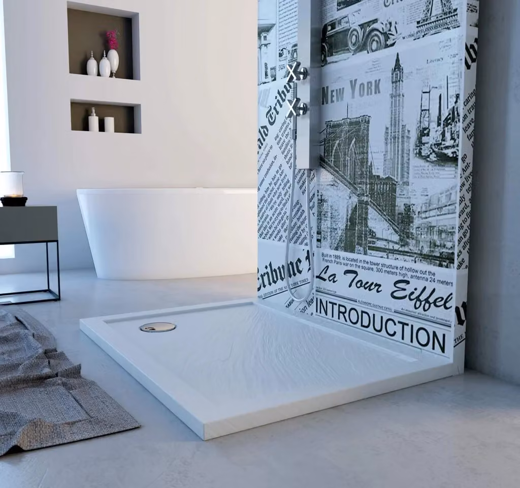 Piatto doccia quadrato in acrilico Fosterberg Floret 2 bianco L/P: 70 x 70 cm – 2