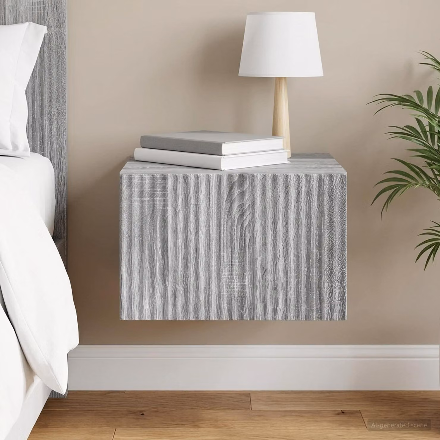 vidaXL Mobiletto da notte sospeso moderno Grigio, L: 33 cm, P: 34,5 cm, H: 20 cm