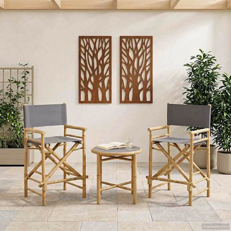 Set di 2 sedie da regista pieghevoli vidaXL in bambù naturale per giardino
