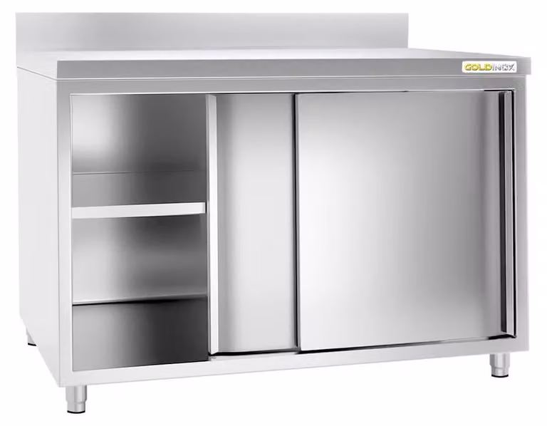 Mobile basso in acciaio inossidabile, dimensioni 2000x800 mm, modello PREMIUM - GOLDINOX