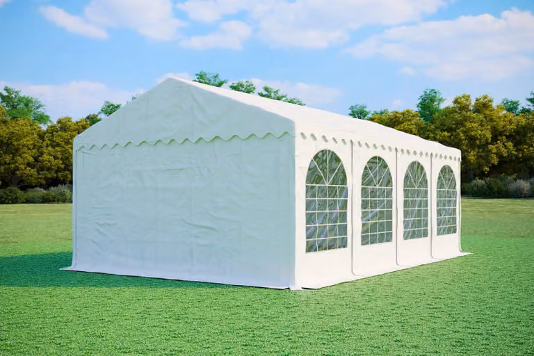 Tenda per eventi, dimensioni 5x8 metri, PVC MAX+ da 500 g/m², colore bianco