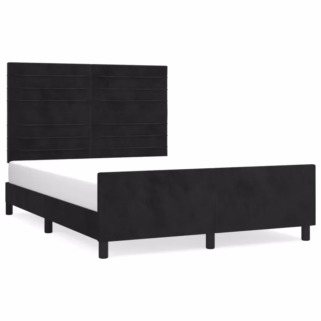 Giroletto senza materasso vidaXL in velluto nero con struttura in legno e MDF L: 140 cm, P: 190 cm, H: 128 cm – 2