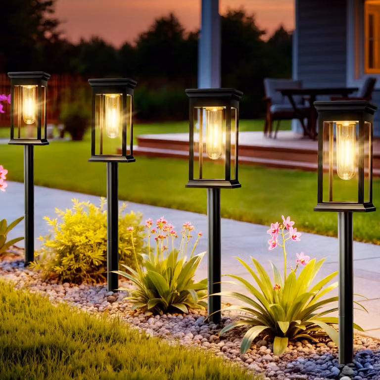 Lampade da giardino solari, set da 6, capacità 800 mAh, grado di protezione IP65, luce bianco caldo