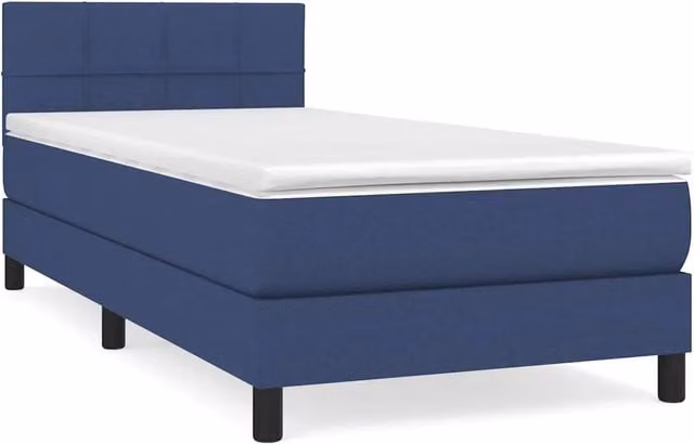 Letto singolo | Letto per adulti | Giroletto a Molle con Materasso Blu 90x200 cm inTessuto