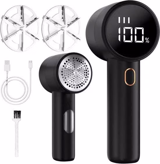 Forbice elettrica per tessuti, portatile, ricaricabile, con 3 velocità, display LED, adatta a diversi tipi di tessuto, colore nero