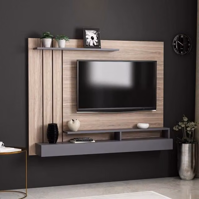 Parete porta tv Lawrance 157 noce particolari antracite