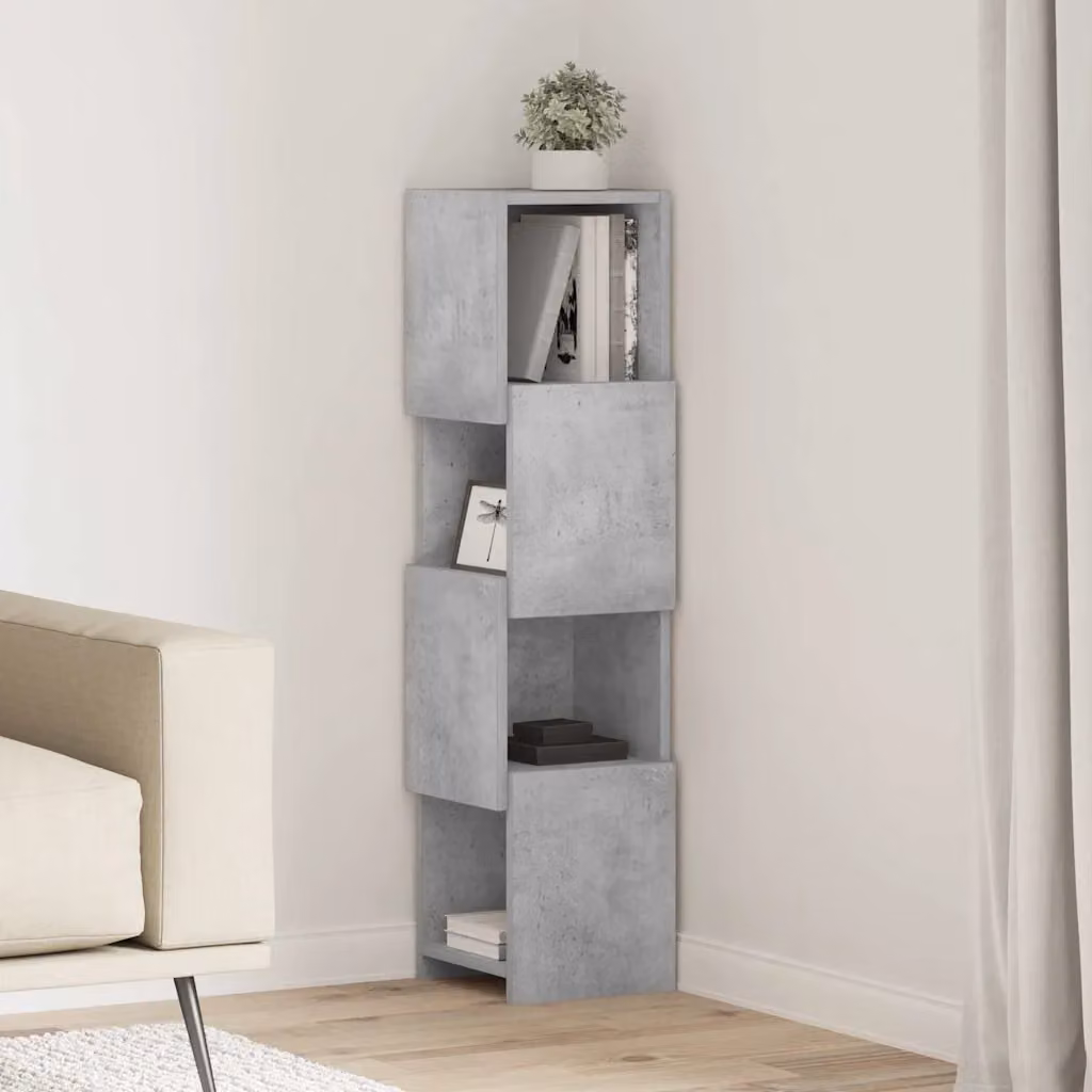 Mobile angolare vidaXL in legno MDF grigio per soggiorno L/P/H: 25,5 x 25 x 102 cm
