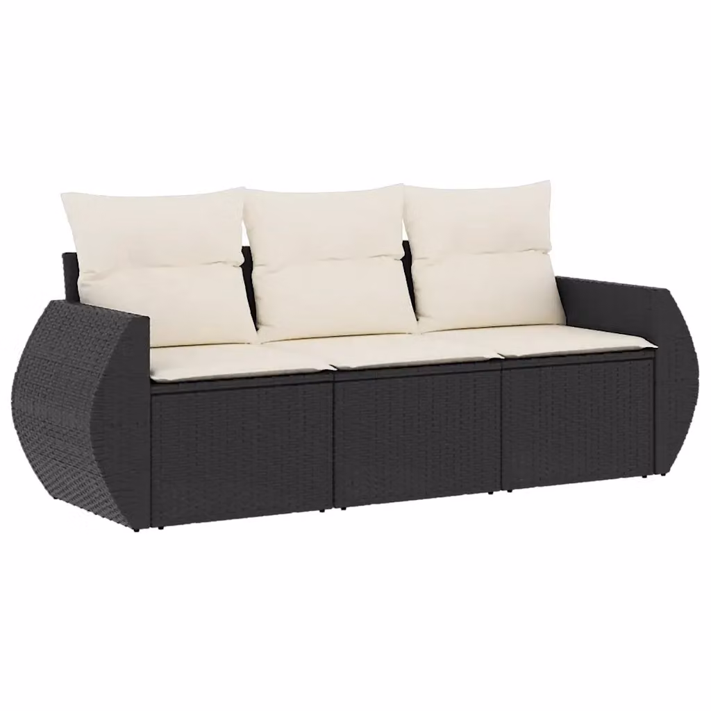 vidaXL Set Divani da Giardino a L con Cuscini in Polyrattan Nero e Struttura in Metallo – 2
