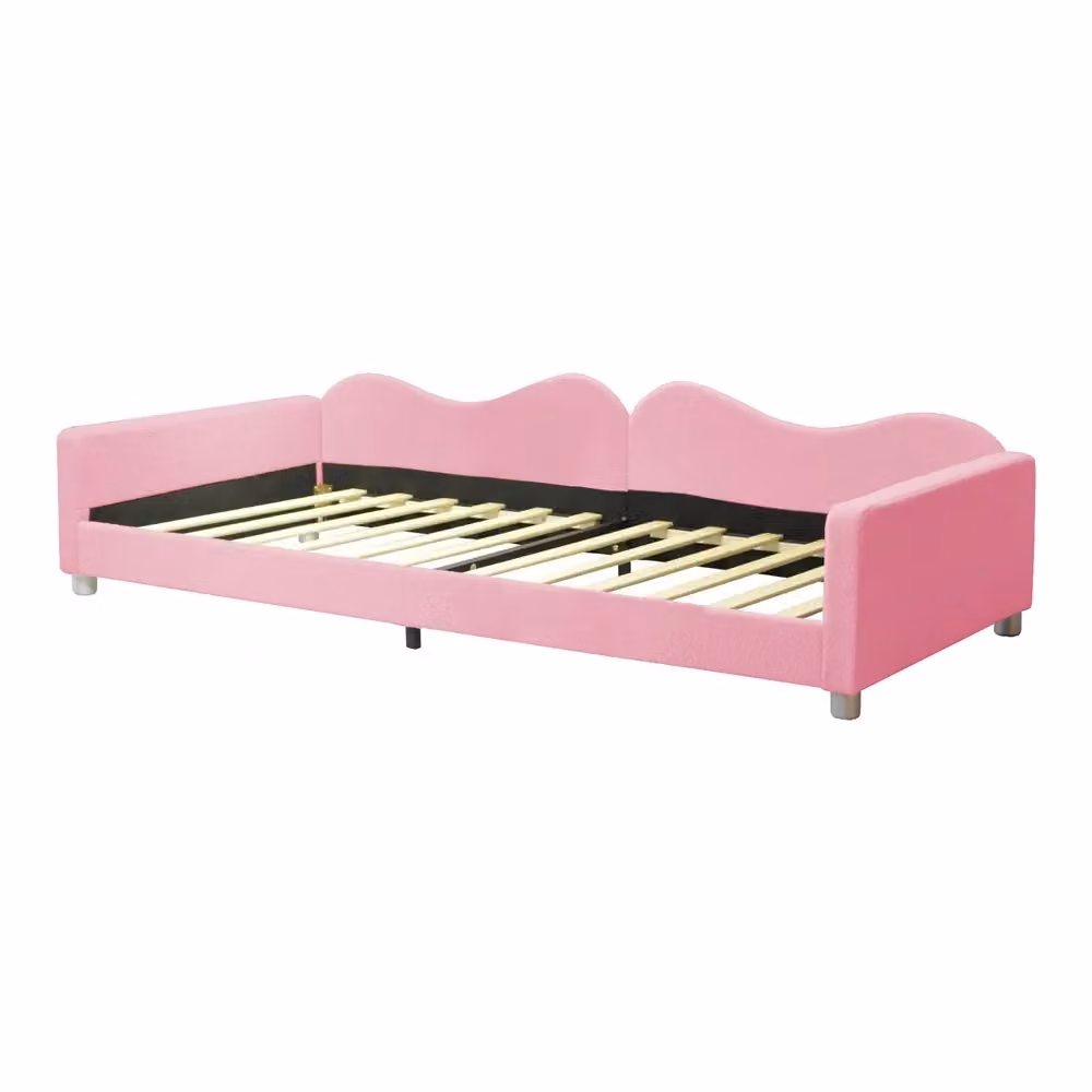 Letto imbottito singolo Minimal rosa in velluto L/P/H: 90 x 200 x 120 cm – 2