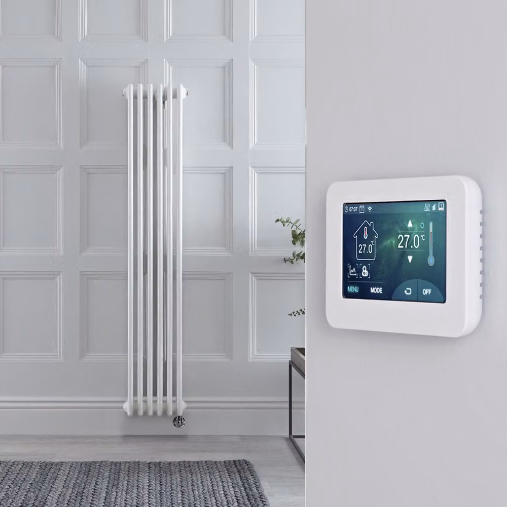 Radiatore di Design Elettrico - Verticale Doppio Tradizionale - Bianco - 1500mm x 290mm - Elemento Elettrico 600W