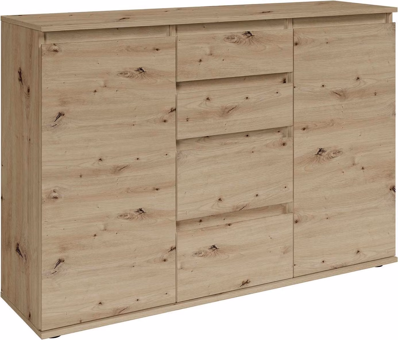 Comò - 119 x 84 cm - 2 ante - 4 cassetti - Decorazione rovere Artisan