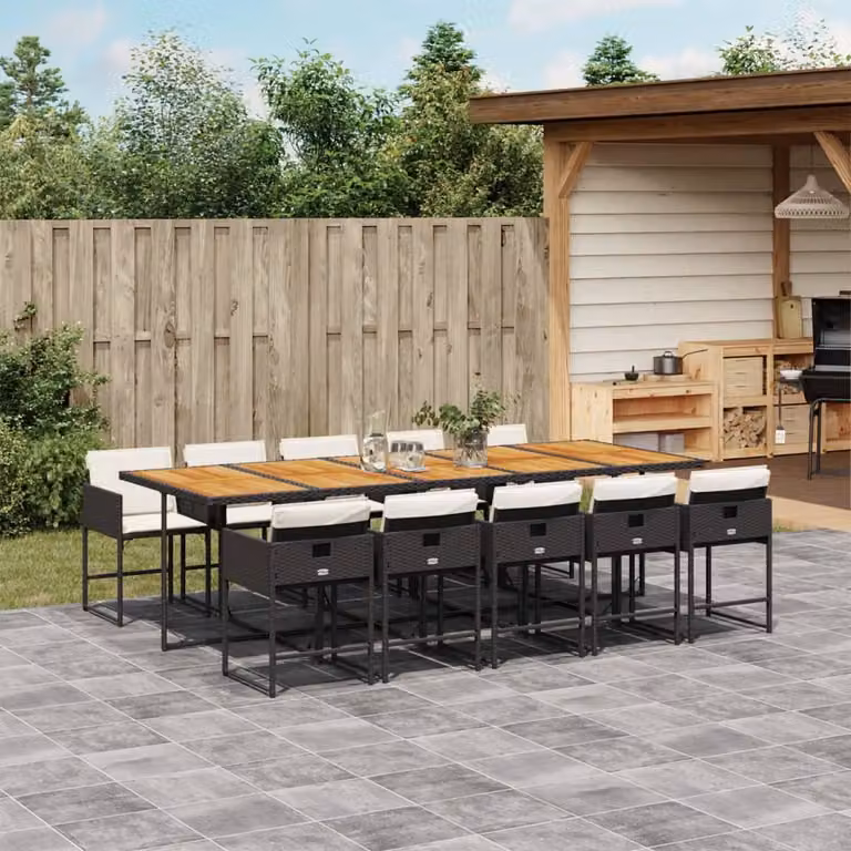 Maison Exclusive - Set da Pranzo da Giardino 11 pz con Cuscini in Polyrattan Nero