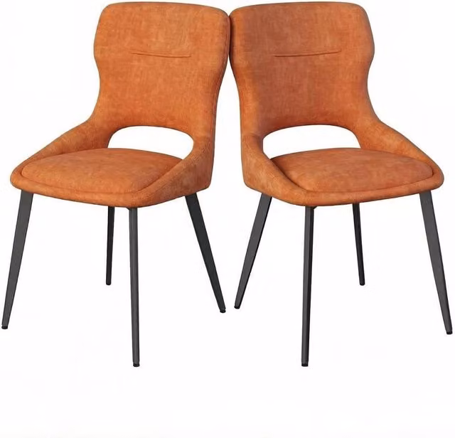 Sedia da Pranzo DESMIU in Chenille con Schiuma Alta Densità e Struttura in Metallo - Set 2 Pezzi, Dimensioni 43x40x86 cm, Colore Naturale