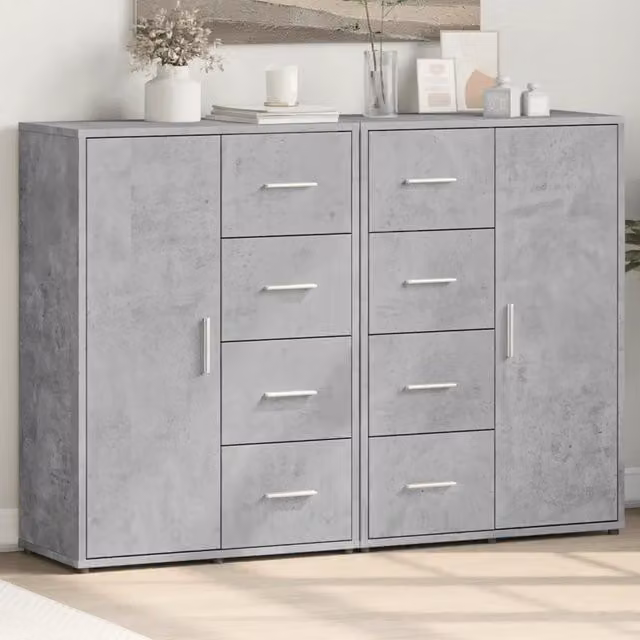 Set di 2 credenze moderne vidaXL in legno multistrato grigio, L: 60 cm, P: 31 cm, H: 84 cm