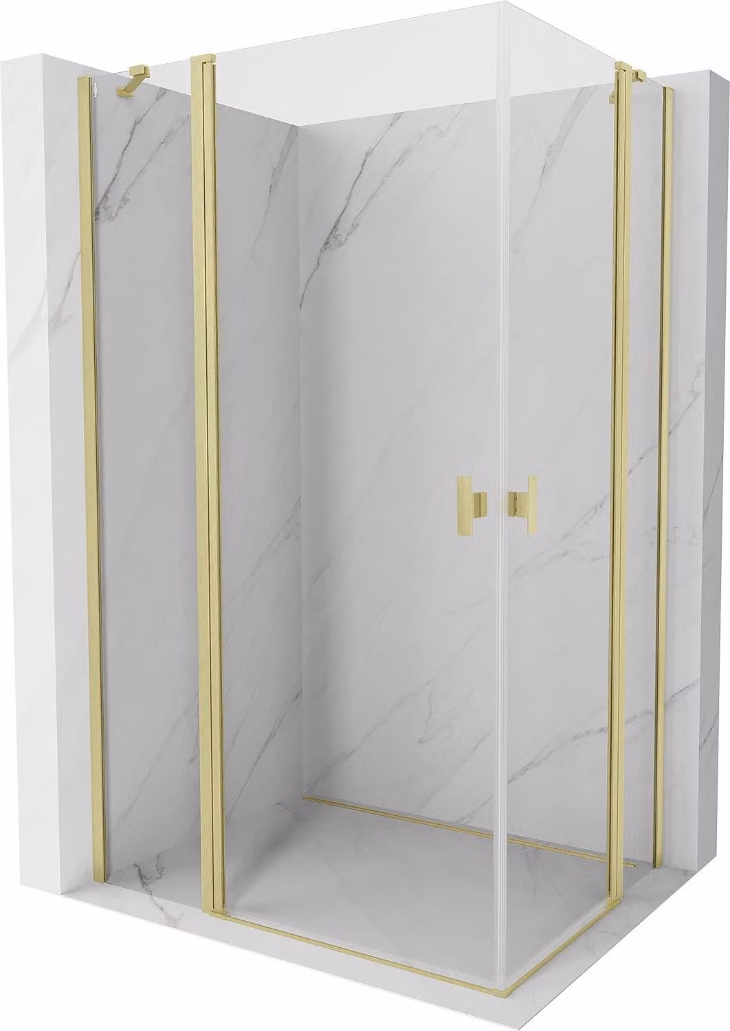 Mexen Mist Duo cabina doccia a battente 120 x 100 cm, trasparente, oro spazzolato - 8A4-120-100-55-00
