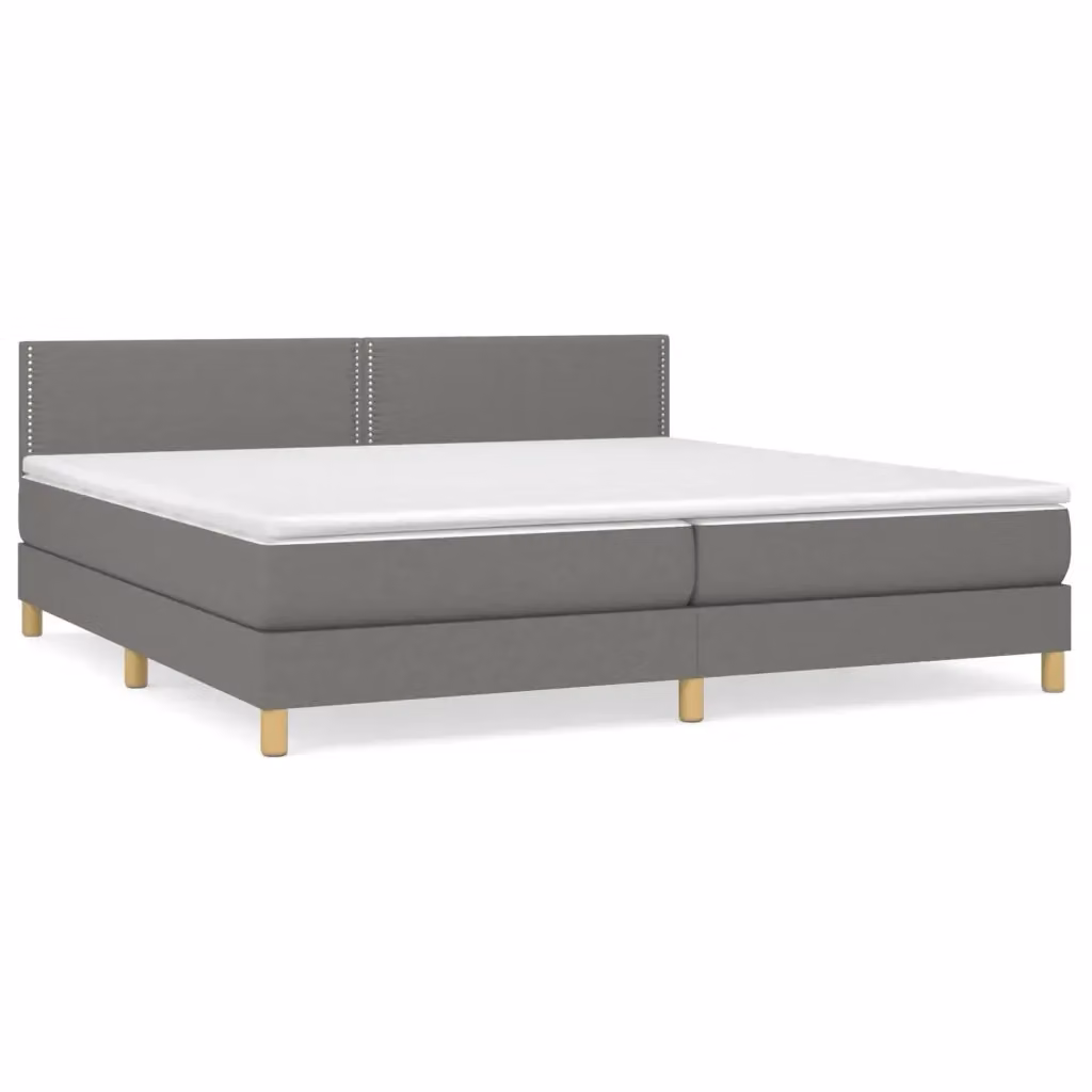 vidaXL Giroletto a Molle Ibrido con Materasso in Tessuto Grigio e Bianco L/P/H: 200 x 200 x 23 cm – 2