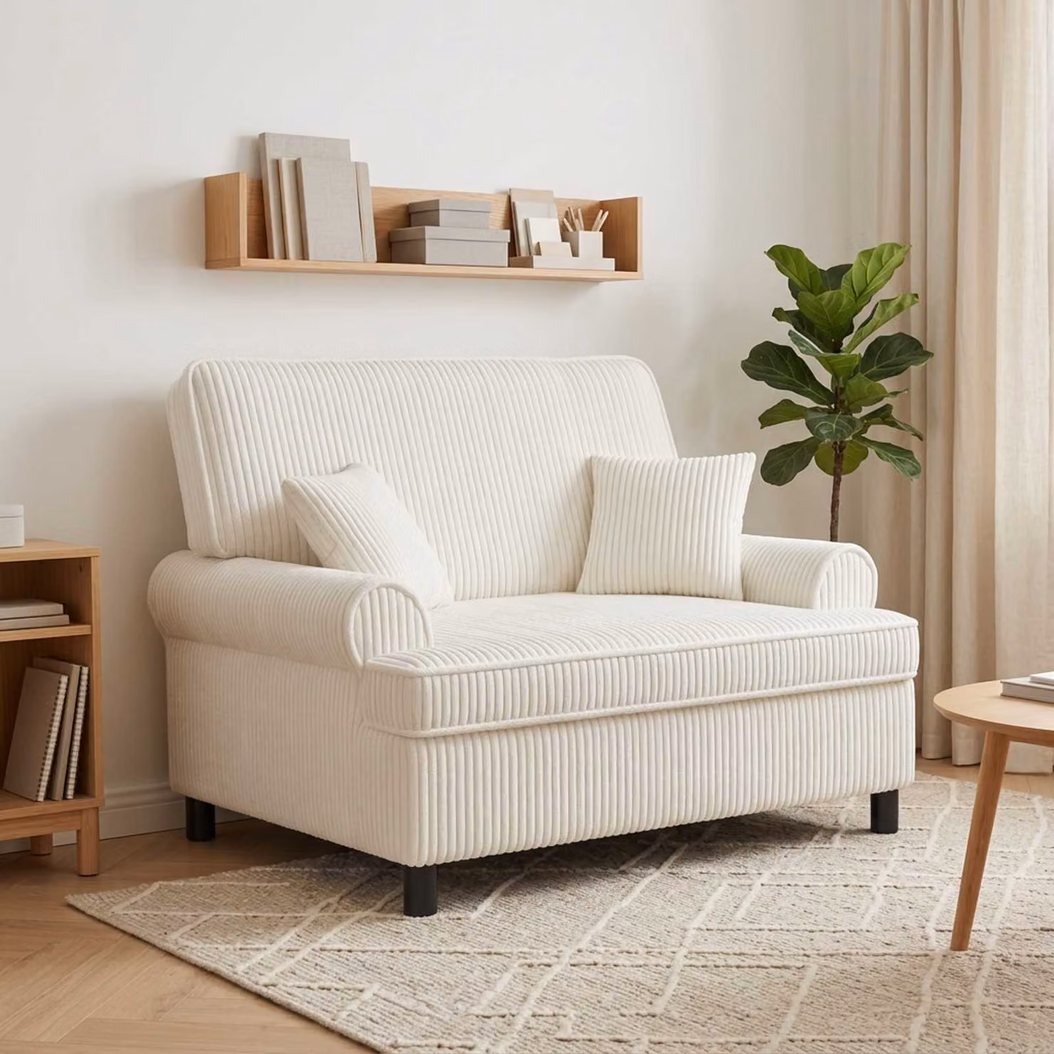vidaXL Poltrona XXL Moderna con Cuscini in Tessuto Beige e Bianco per Soggiorno e Camera da Letto