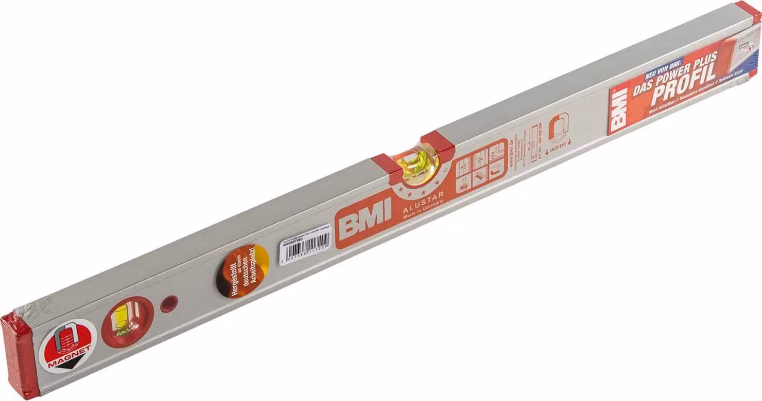 BMI Alu-Profil Wasserwaage ALUSTAR mit Magnet 60cm kantenlose Horizontal-Libelle