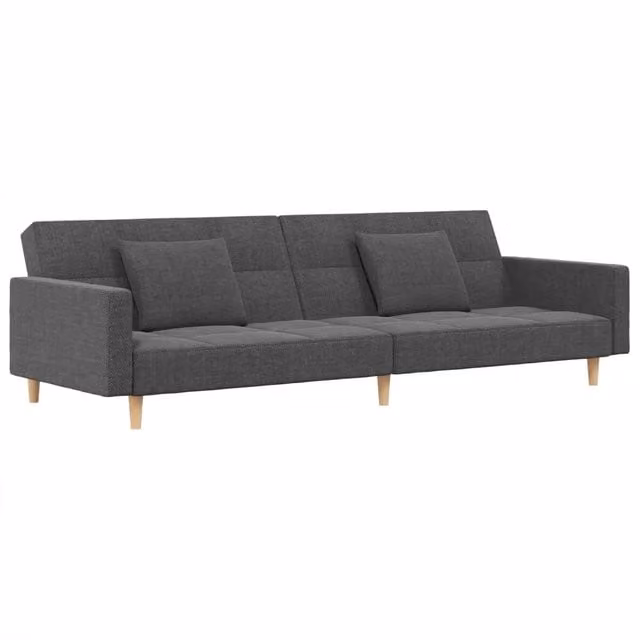 Divano letto | Sof¨¤ letto | Letto singolo a 2 Posti con 2 Cuscini Grigio Chiaro in Tessuto