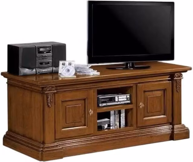 Porta TV in legno stile arte povera con 2 ante color noce Mobili 2G L/P/H: 158 x 60 x 62 cm – 1