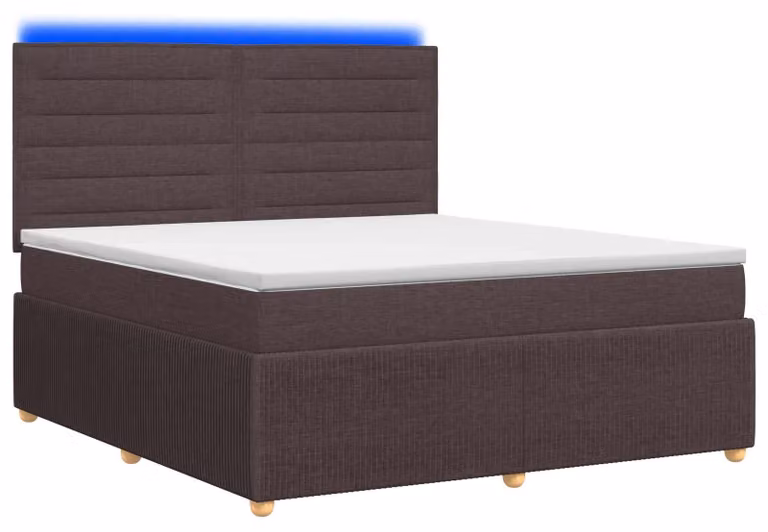 Letto boxspring LED con materasso marrone scuro 140 x 190 cm tessuto