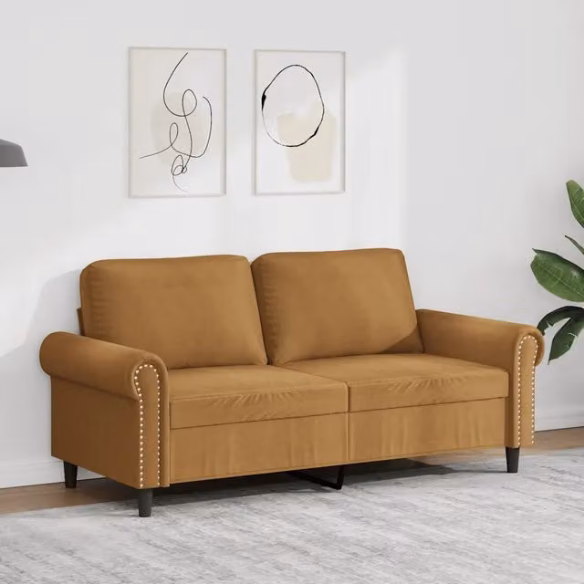 Divano a 2 Posti-Sofa 2 Posti Marrone 140 cm in Velluto 111708