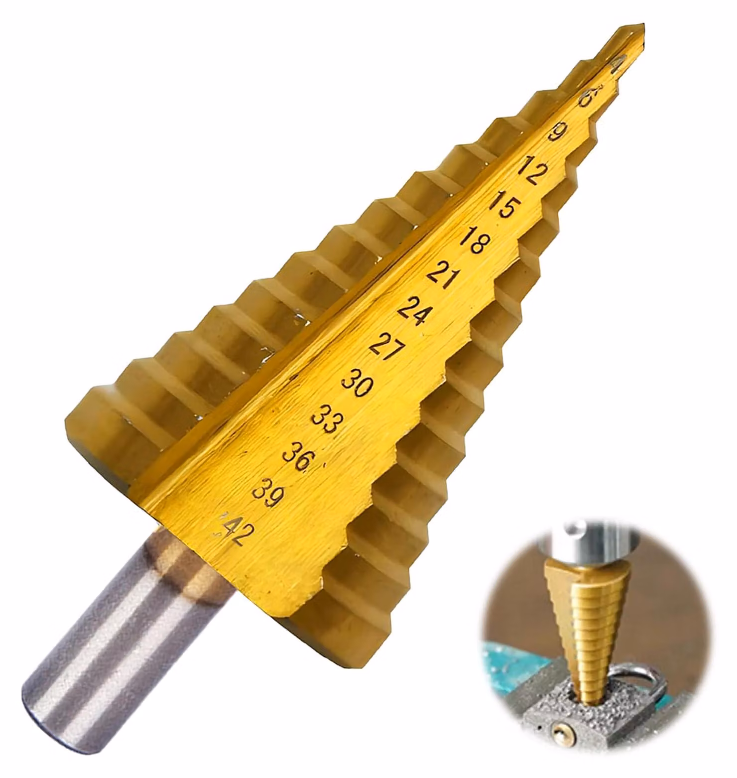 Frese metalliche, frese coniche, punte da trapano da 4 a 42 mm, punte coniche in HSS