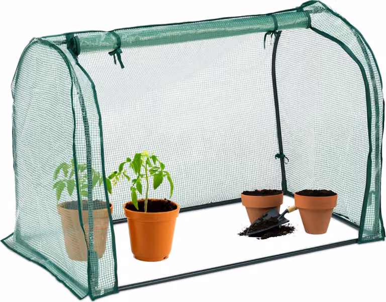 Serra in plastica Relaxdays, pellicola in PE, porta avvolgibile, dimensioni: 80x113x70 cm, tunnel in plastica, sistema a incastro, trasparente/verde