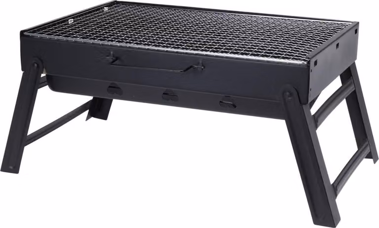 Progarden Barbecue portatile a carbone pieghevole in metallo nero 29x43x23,5 cm