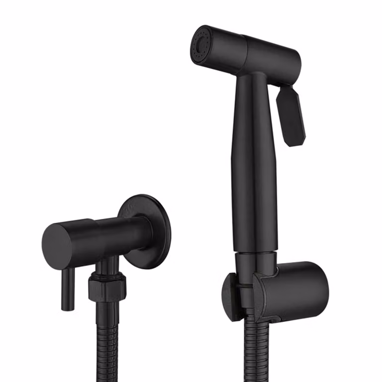 set di pistole a spruzzo per WC in acciaio inox 304, doccetta a pressione, risparmio idrico, adesivo incluso, installazione senza foratura, nero