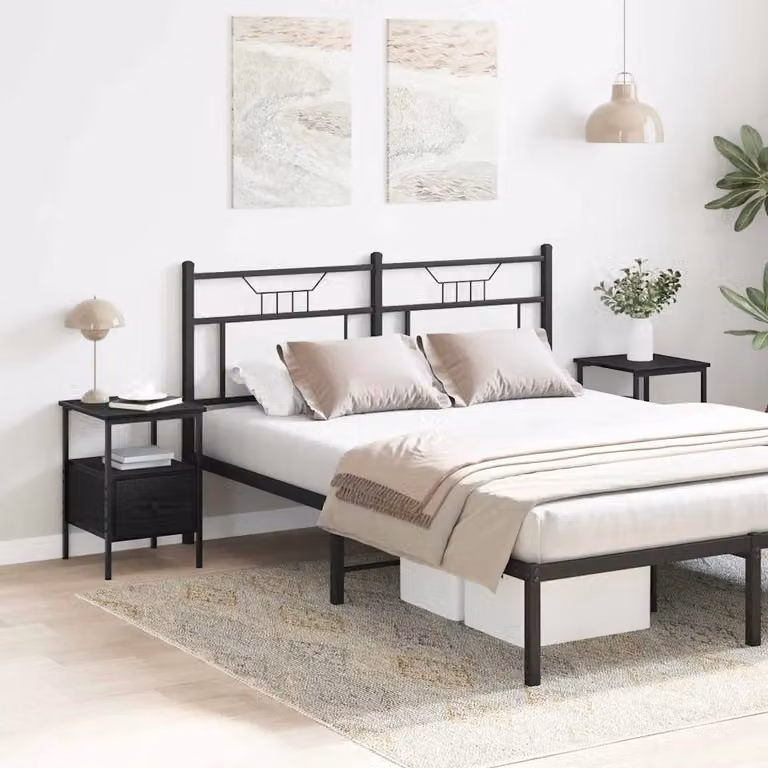 Set di 2 Armadi da Notte vidaXL in MDF Rovere Nero L: 34 cm, P: 36 cm, H: 50 cm