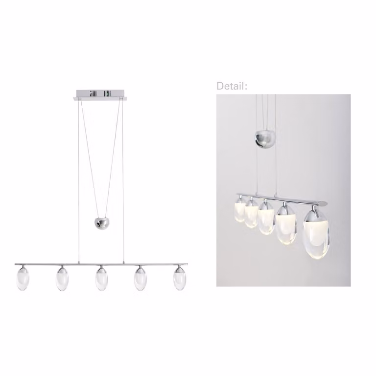 Lampada a sospensione Näve LED; colore: cromo, trasparente, 7052342