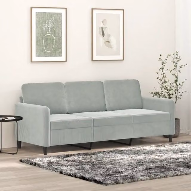 Divano moderno in velluto grigio vidaXL con struttura in metallo L: 198 cm, P: 80 cm, H: 77 cm