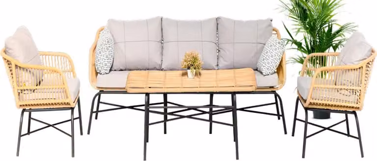 GartenMöbel Garten Sitzmöbel Sofagarnitur Dreisitzer Sofa Sessel Esstisch Set