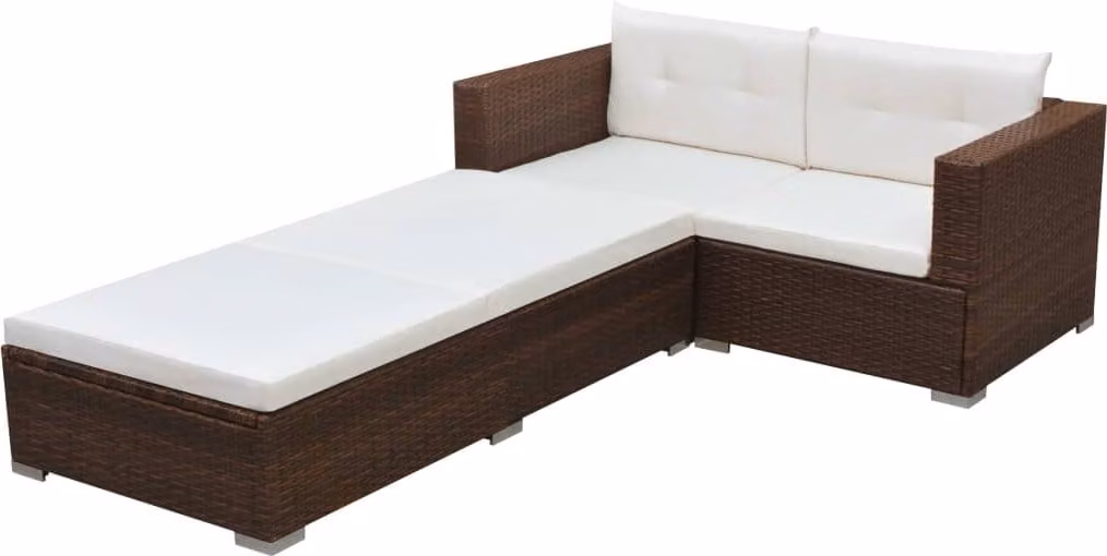 Maison Exclusive - Set da giardino 3 pezzi con cuscini in polyrattan marrone