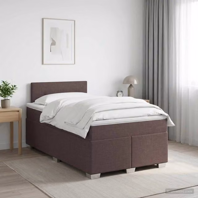 Letto box spring con materasso ibrido vidaXL marrone L/P: 120 x 200 cm