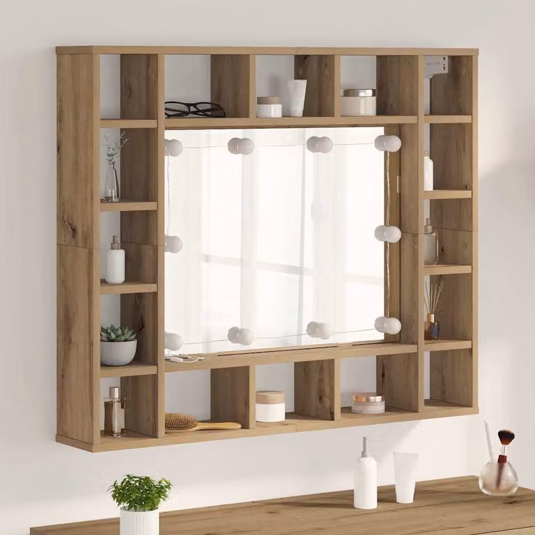 Mobiletto per specchio vidaXL in stile moderno, colore marrone, L: 91 cm, P: 15 cm, H: 76,5 cm
