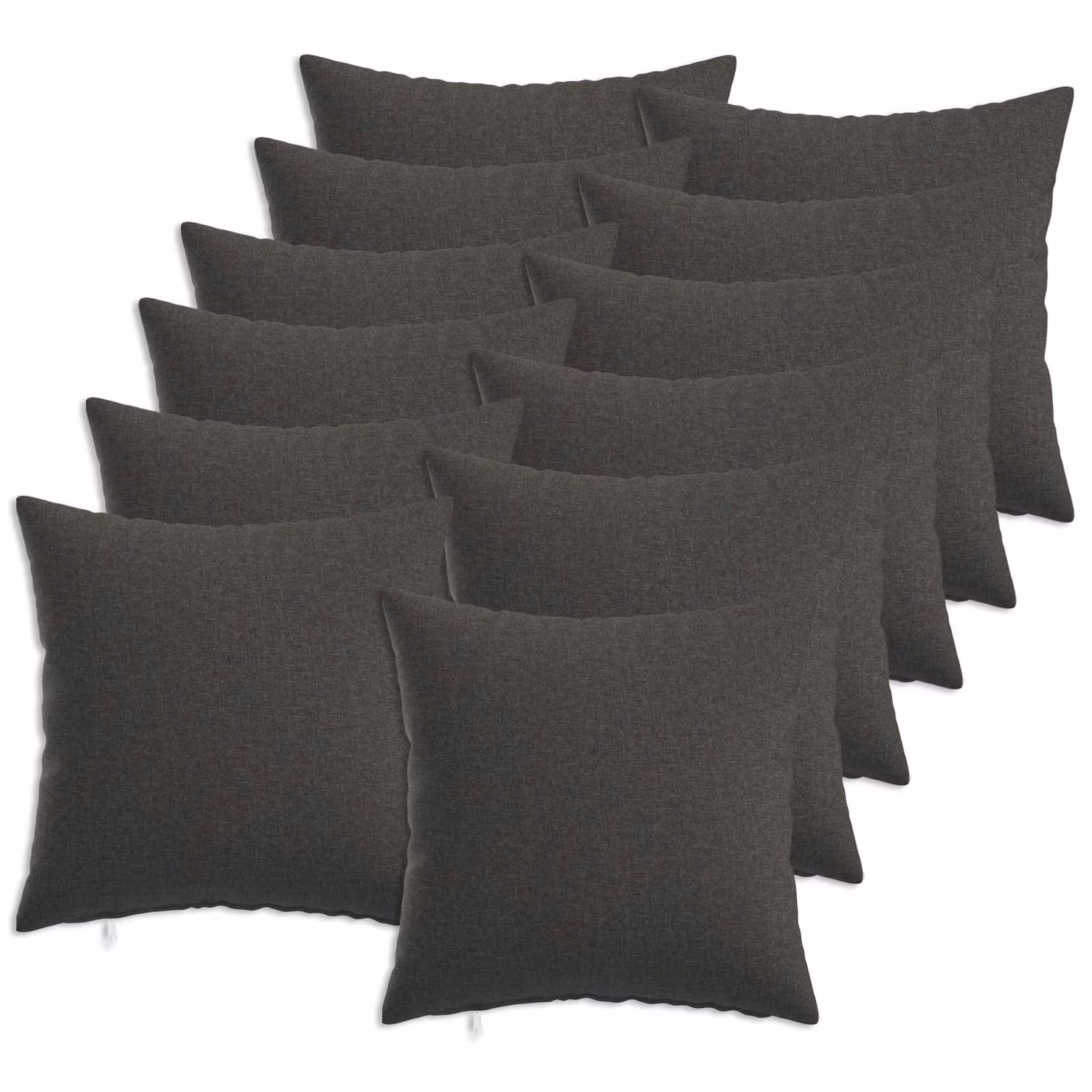 Set di 12 federe quadrate vidaXL HEERLEN in poliestere, colore grigio antracite, 40 x 40 cm