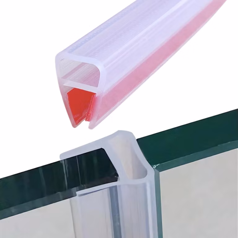 Guarnizione adesiva per doccia, trasparente, 200 cm, per vetri da 9-10 mm, sigillante per doccia