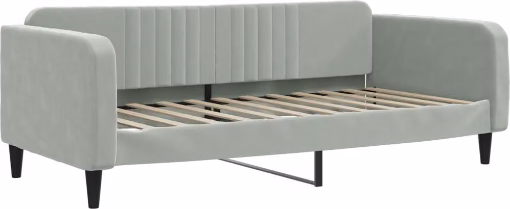 Letto da Giorno Grigio Chiaro 100x200 cm in Velluto