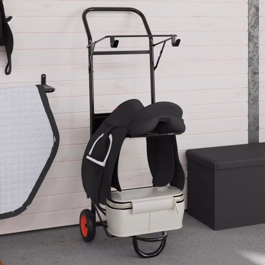 vidaXL Carrello porta-sella pieghevole in acciaio nero