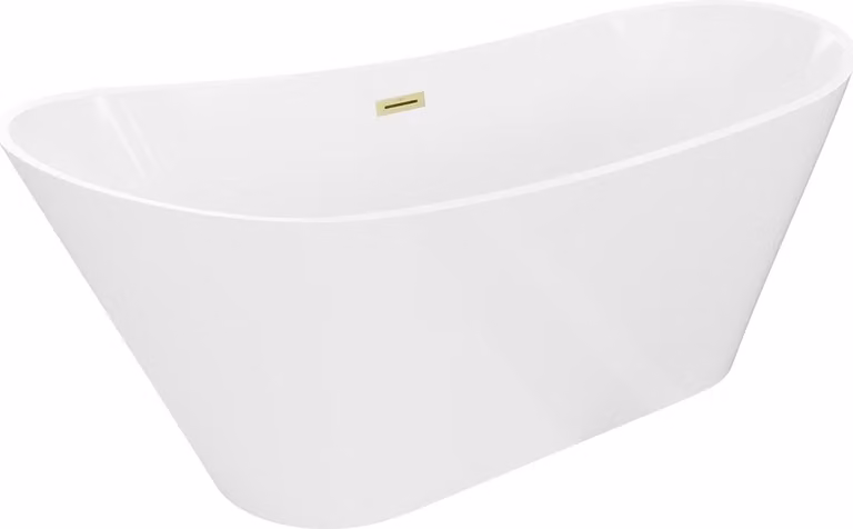 Mexen Dora vasca da bagno freestanding 170 x 75 cm, bianca, troppopieno oro spazzolato - 52071707500-55
